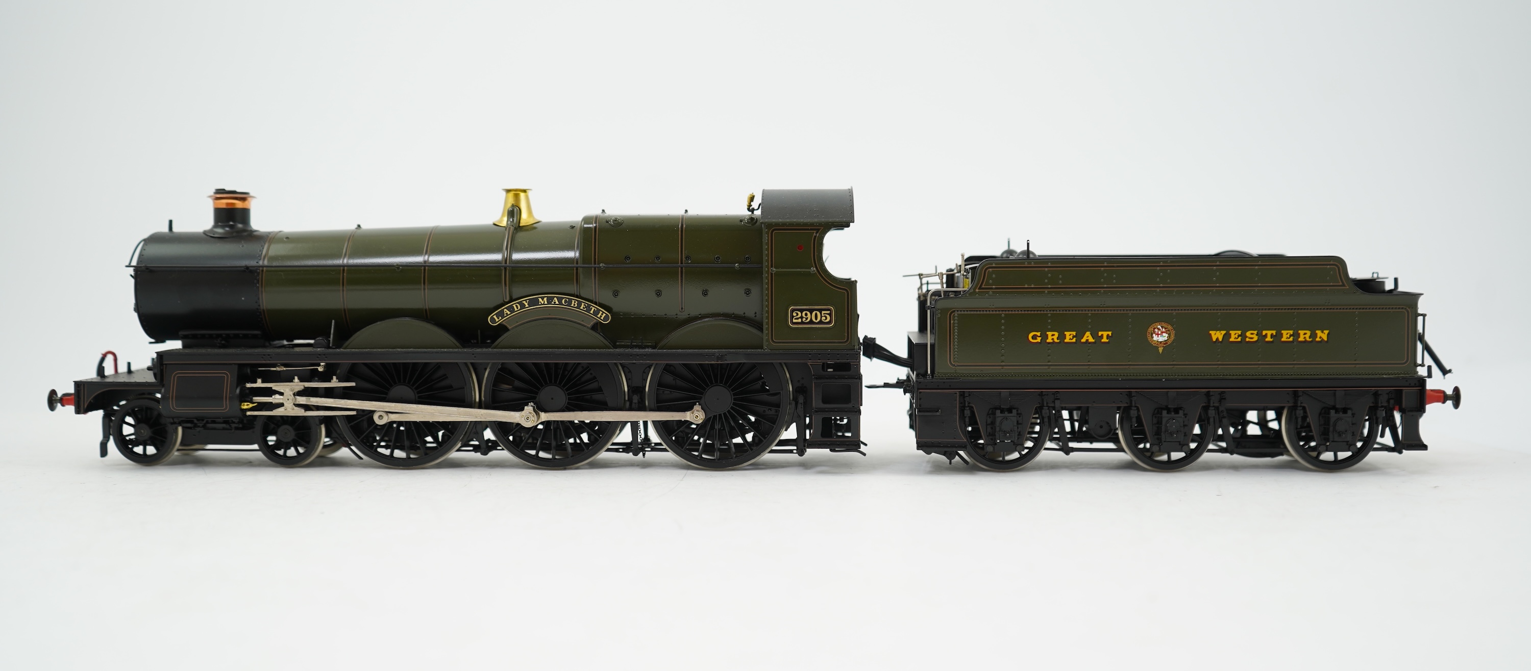 An 0 gauge Masterpiece Models model of GWR Saint Class, 2905, 4-6-0 tender locomotive, powered for two rail operation, with original box, accessories, instruction booklet and other paperwork.